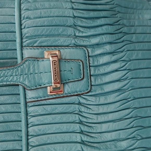 Coach Teal Pleated Taylor Satchel 25252 - Picture 2 of 16